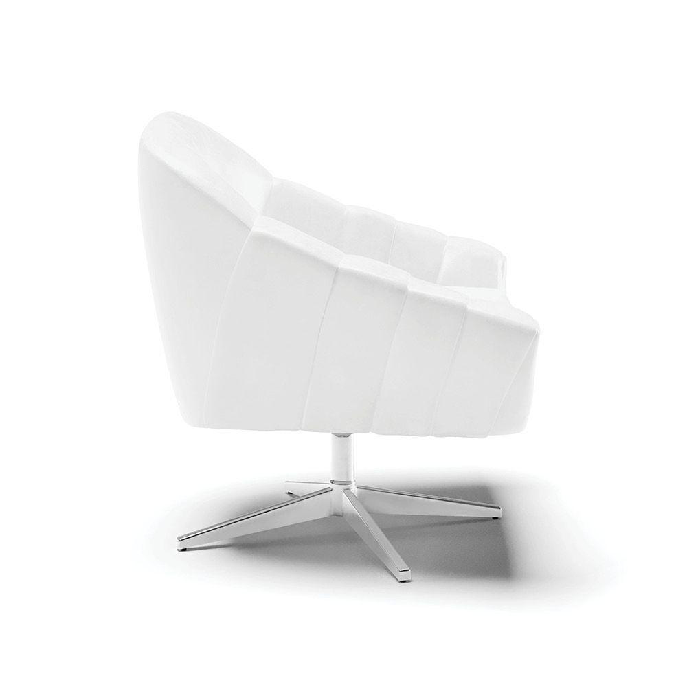 Poltrona Giratória Corano Branco Base Cromada - 6