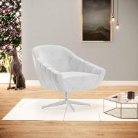 Poltrona Giratória Corano Branco Base Cromada - 8