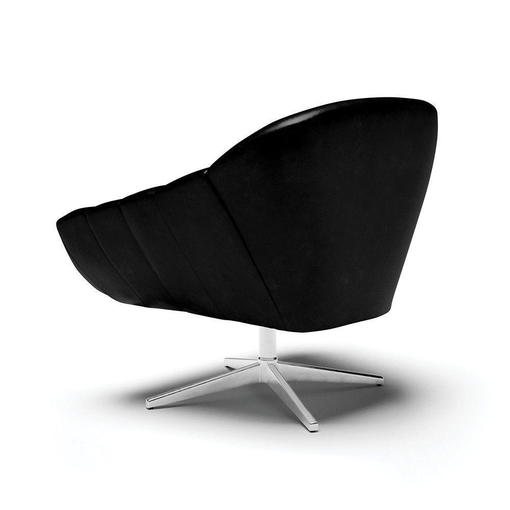 Kit 02 Poltronas Giratória Corano Base Cromada Preto - 5