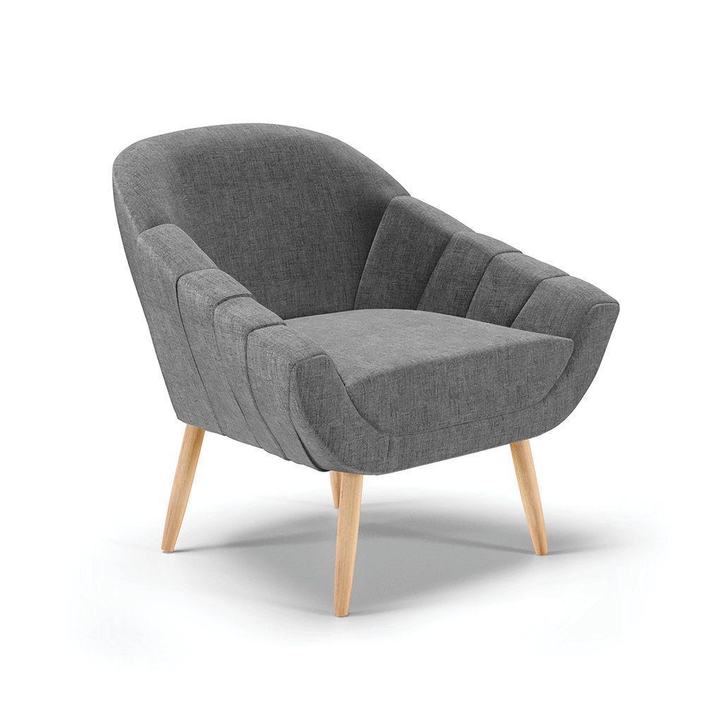 Kit 01 Namoradeira E 02 Poltronas Linho Natural A26 Grafite - 6