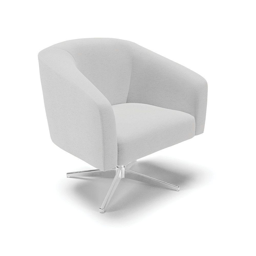 Poltrona Giratória Stella Linho Base Cromada A05 Cinza - 1
