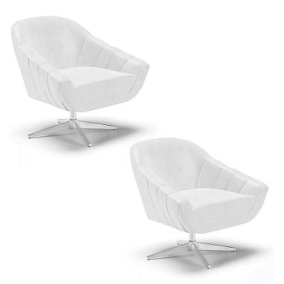 Kit 02 Poltronas Giratória Corano Base Cromada Branco