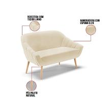 Kit 01 Namoradeira E 02 Poltronas Linho Natural A19 Bege - 5