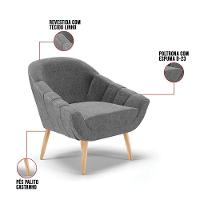 Kit 01 Namoradeira E 01 Poltrona Linho Natural A26 Grafite