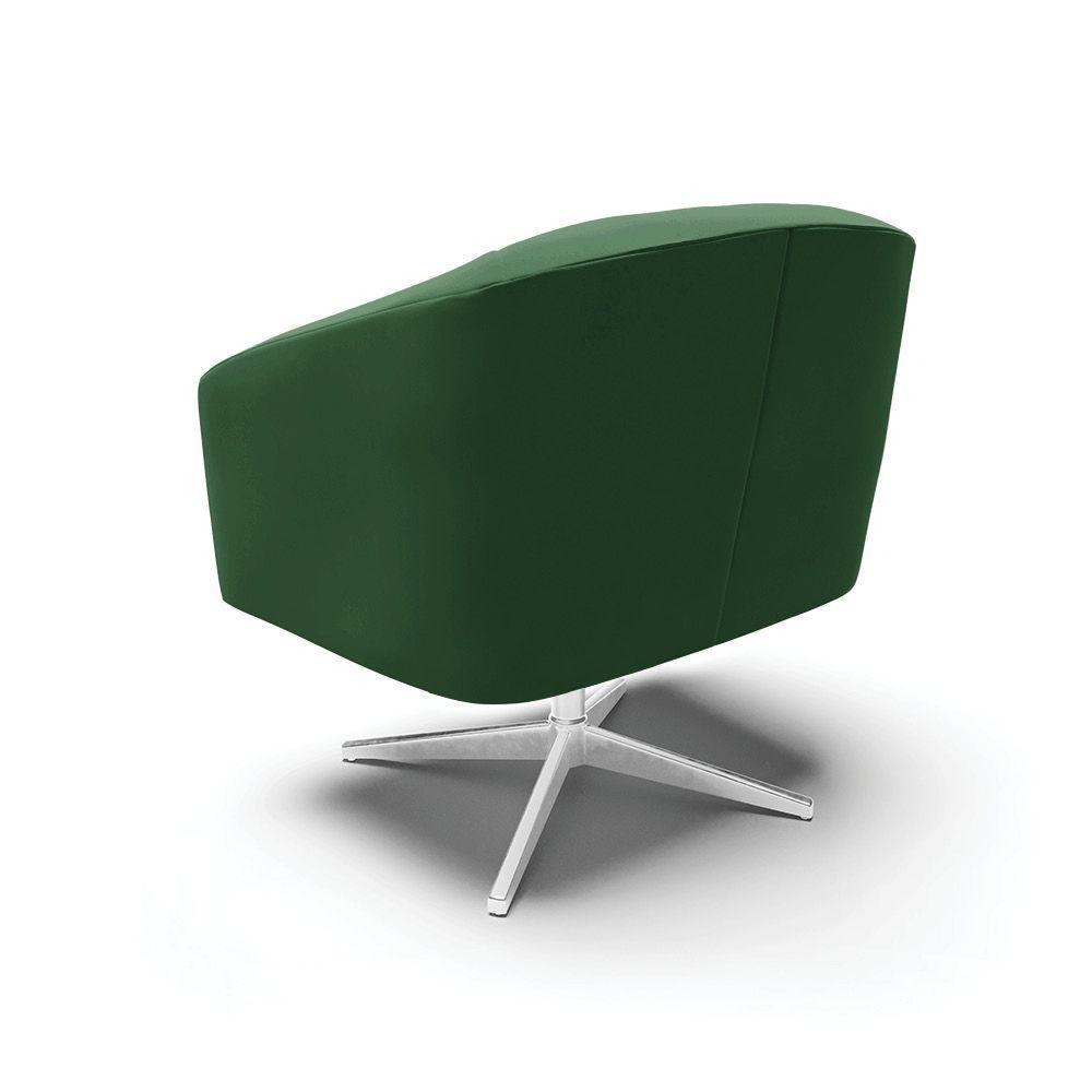 Kit 02 Poltronas Giratória Stella Veludo Base Cromada Verde - 5