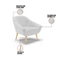 Kit 01 Namoradeira E 02 Poltronas Linho Natural A05 Cinza