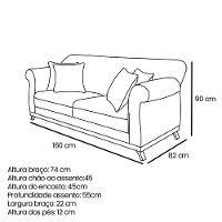 Kit 2 Poltronas E Sofá 2 Lugares 1,60m Cinza Pés Castanho - 3