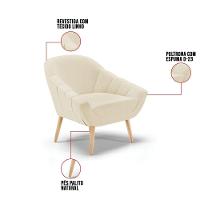 Kit 01 Namoradeira E 01 Poltrona Linho Natural A19 Bege - 5