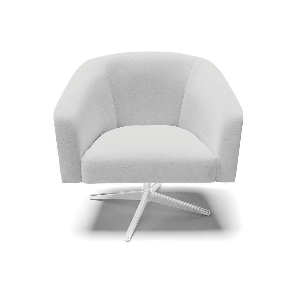 Kit 02 Poltronas Linho Base Cromada A05 Cinza - 7