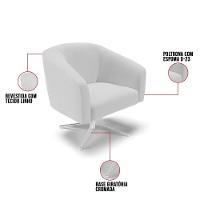 Kit 02 Poltronas Linho Base Cromada A05 Cinza - 3