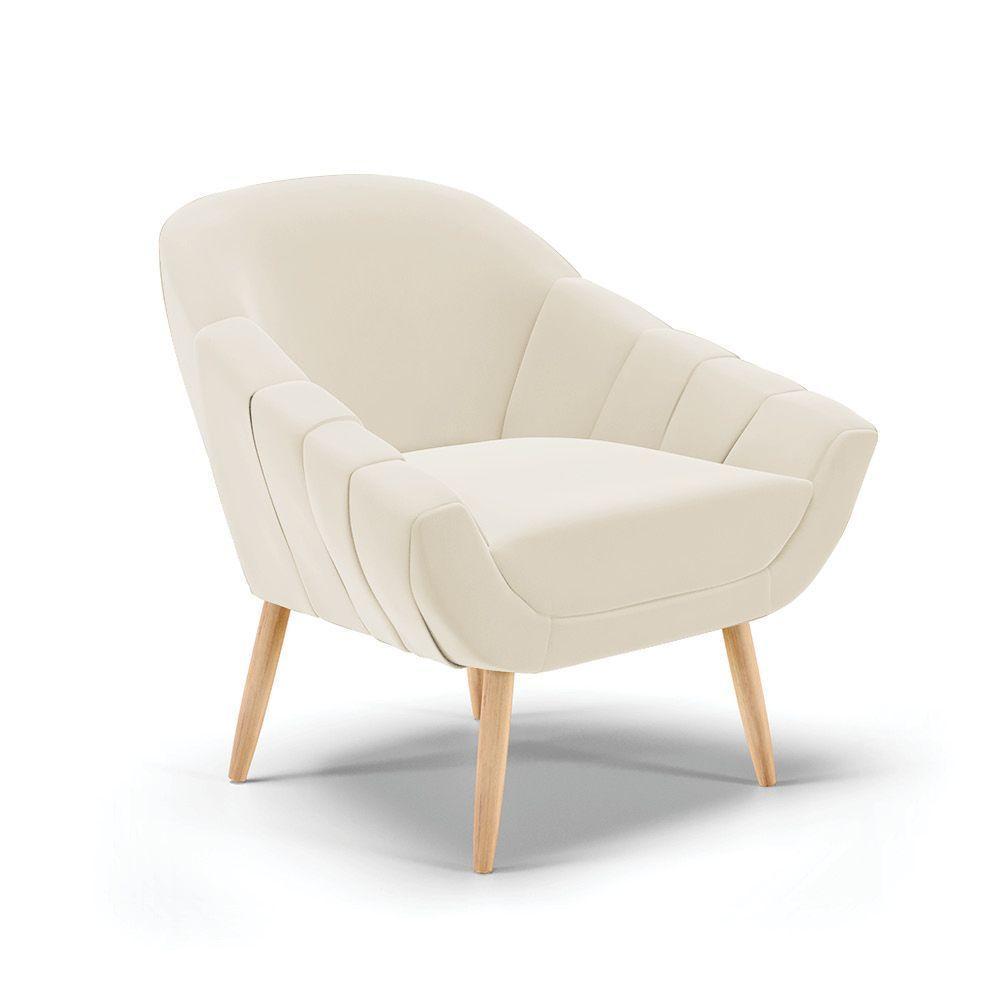 Kit 01 Namoradeira E 02 Poltronas Veludo Natural Bege - 6