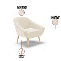 Kit 01 Namoradeira E 02 Poltronas Veludo Natural Bege