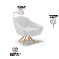 Kit 1 Namoradeira E 2 Poltronas Giratória Linho A05 Cinza - 5