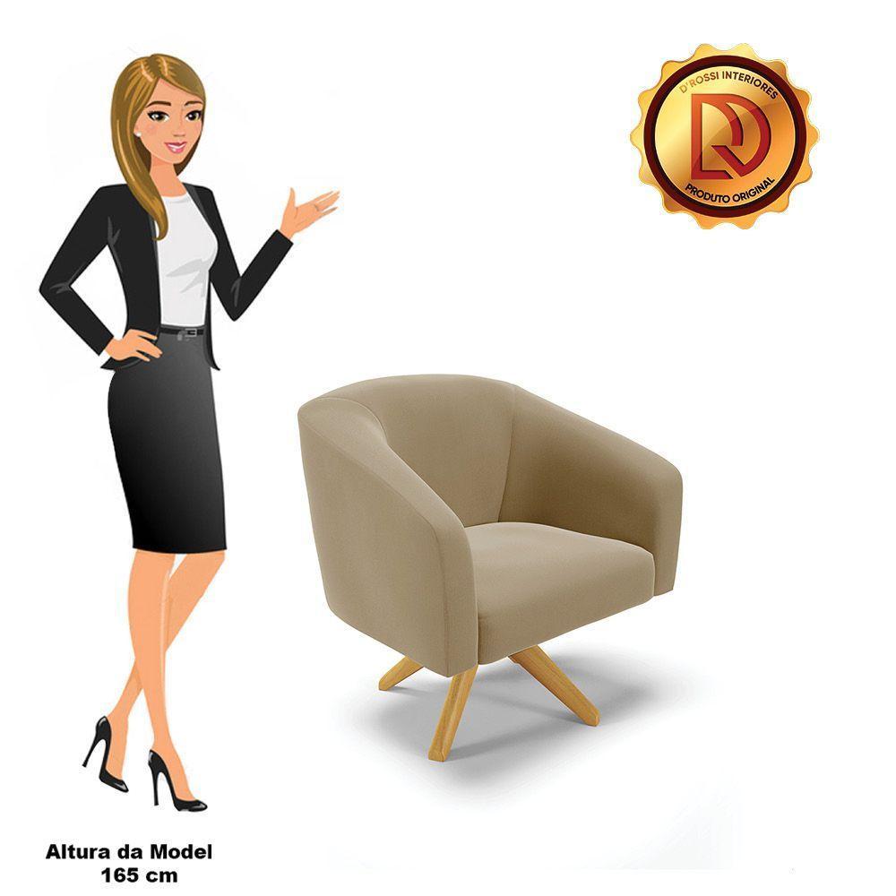 Kit 02 Poltronas Giratória Stella Suede Marrom Rato - 4