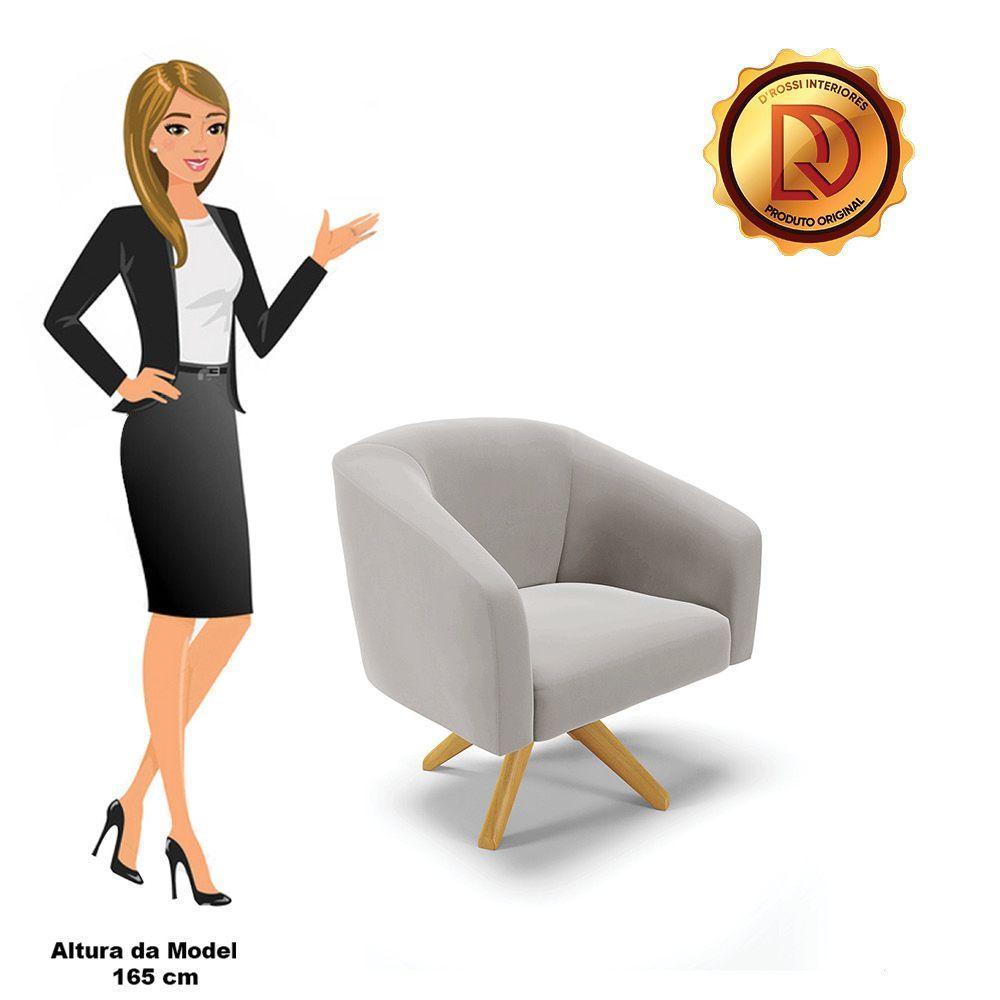 Kit 02 Poltronas Giratória Stella Veludo Cinza - 4