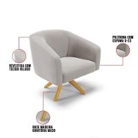 Kit 02 Poltronas Giratória Stella Veludo Cinza - 3