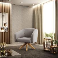 Kit 02 Poltronas Giratória Stella Veludo Cinza - 8