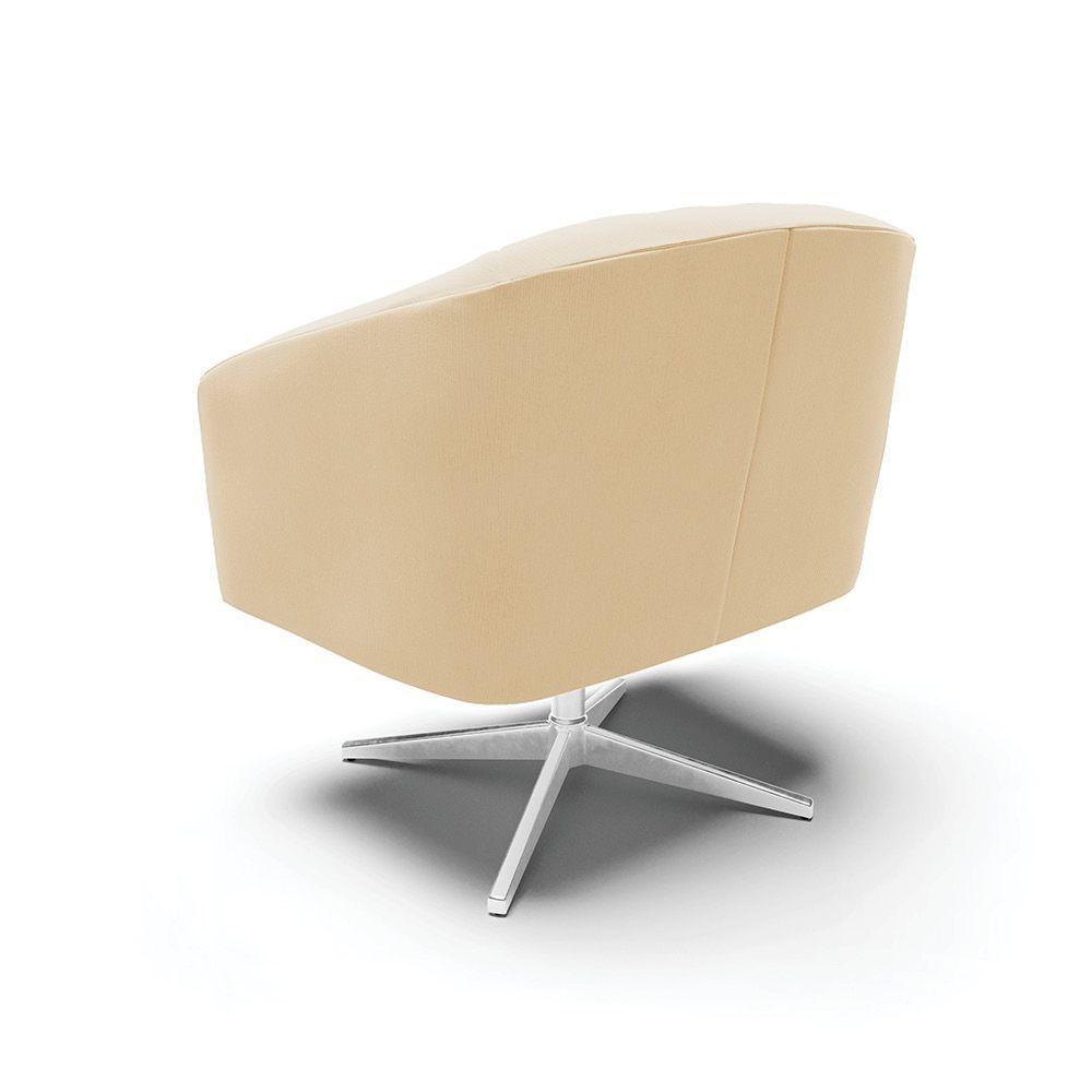 Kit 02 Poltronas Giratória Stella Suede Base Cromada Bege - 5