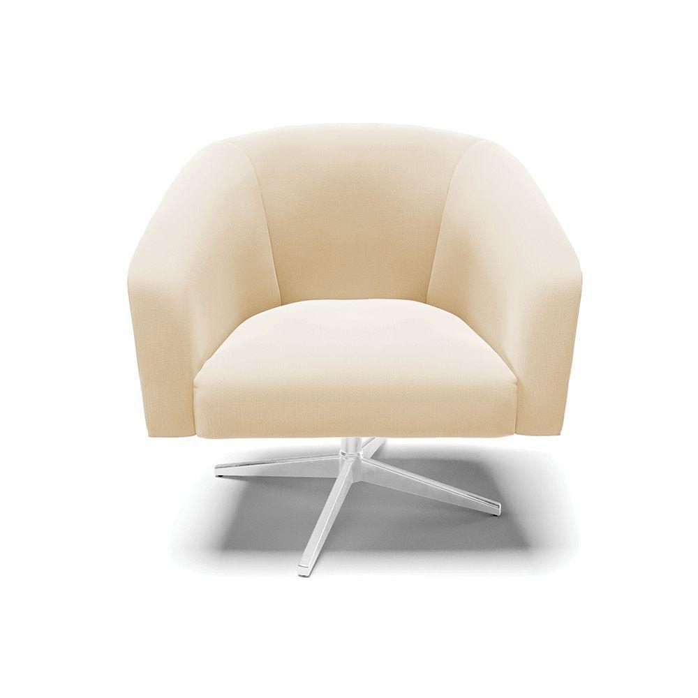 Kit 02 Poltronas Giratória Stella Suede Base Cromada Bege - 8