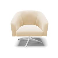 Kit 02 Poltronas Giratória Stella Suede Base Cromada Bege - 8