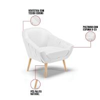 Kit 01 Namoradeira E 02 Poltronas Corino Branco Natural