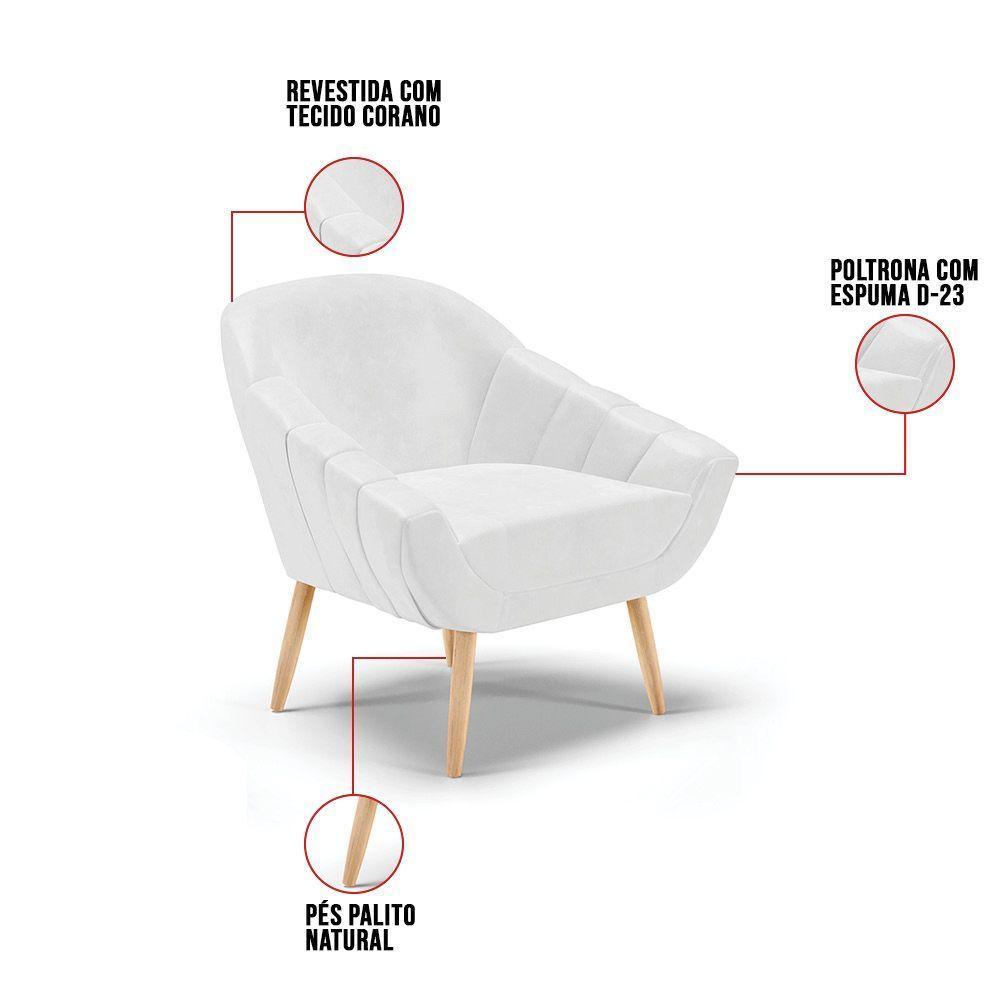 Kit 01 Namoradeira E 02 Poltronas Corano Natural Branco - 4