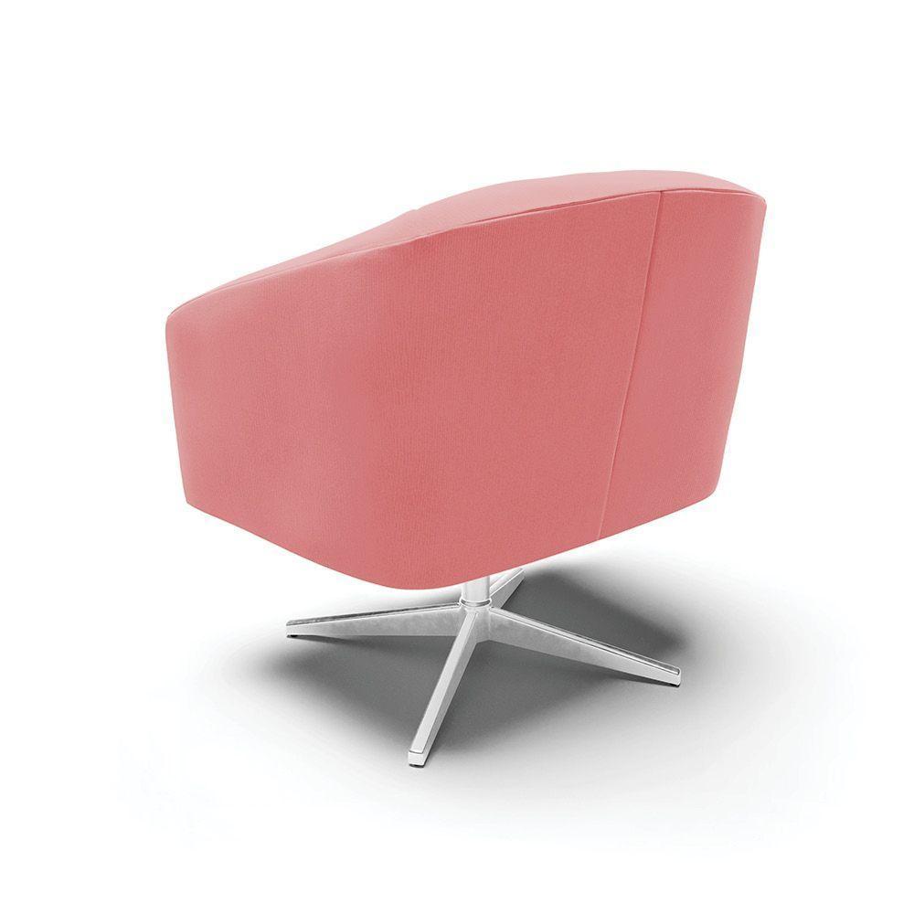 Kit 02 Poltronas Giratória Stella Suede Base Cromada Rose - 5