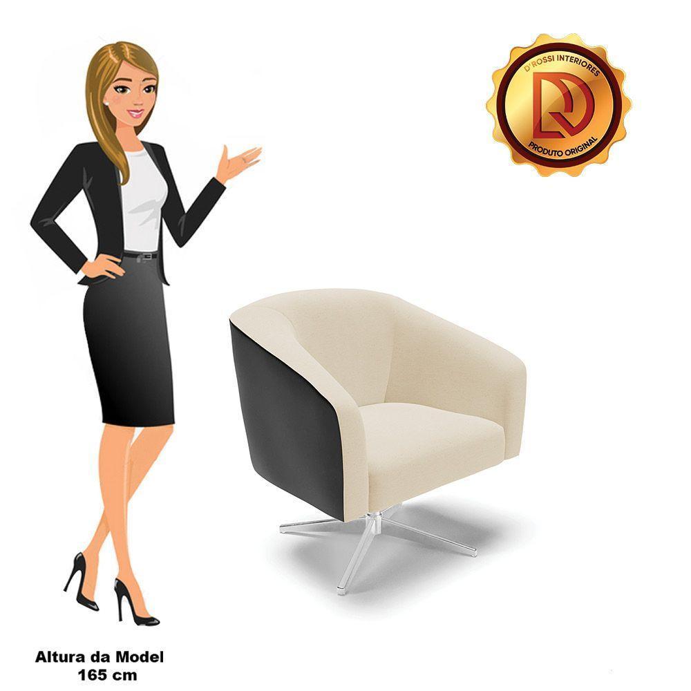 Kit 2 Poltronas Corano Preto Com Linho Bege A19 - 4