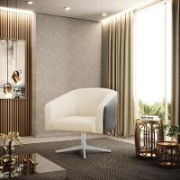 Kit 2 Poltronas Corano Preto Com Linho Bege A19 - 8