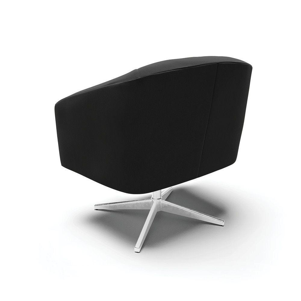 Kit 02 Poltronas Giratória Stella Suede Base Cromada Preto - 5