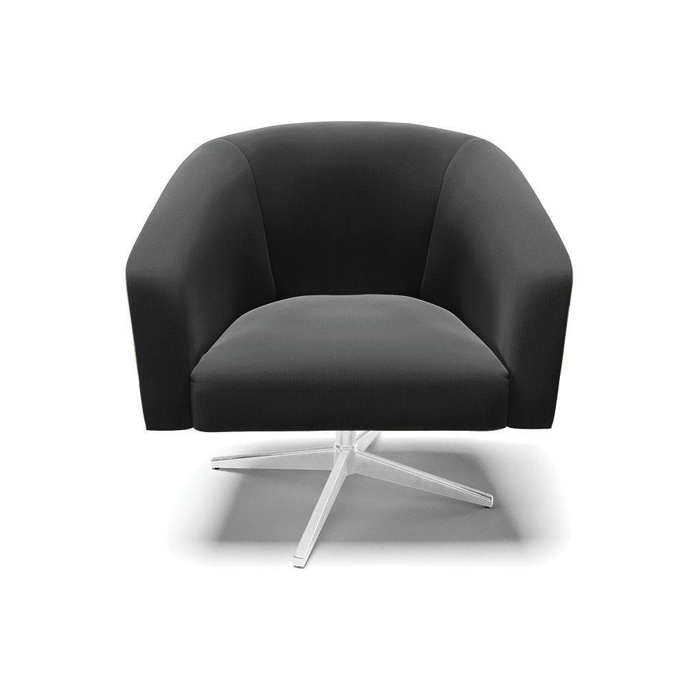 Kit 02 Poltronas Giratória Stella Suede Base Cromada Preto - 7