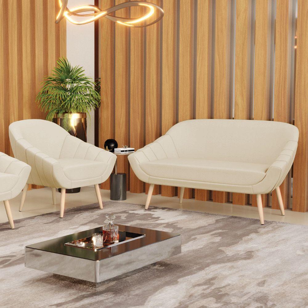 Kit 01 Namoradeira E 01 Poltrona Linho Areia A27 Natural - 7