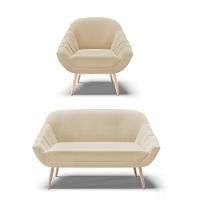 Kit 01 Namoradeira E 01 Poltrona Linho Areia A27 Natural - 1