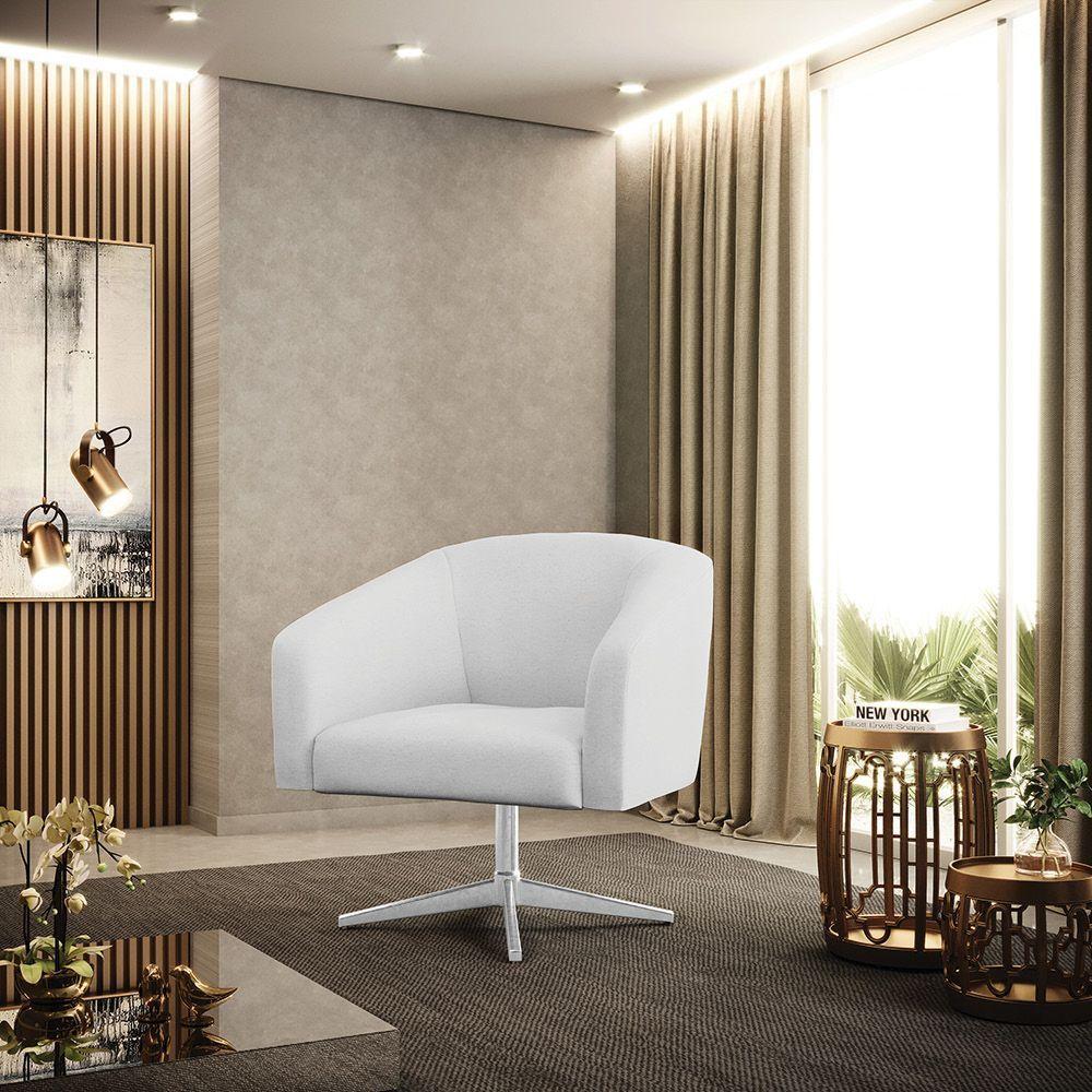 Kit 02 Poltronas Linho Cinza A05 Base Cromada - 8