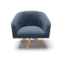 Kit 02 Poltronas Giratória Stella Suede Base Madeira Ma30 - D'rossi Cor Azul Marinho - 7