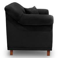 Kit 2 Poltronas Veludo Preto Pés Castanho - 5