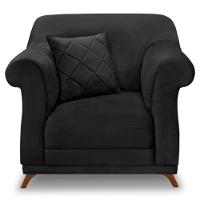 Kit 2 Poltronas Veludo Preto Pés Castanho - 6