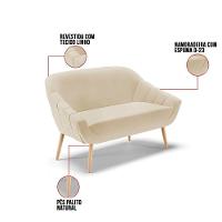 Kit 01 Namoradeira E 02 Poltronas Linho Areia A27 Natural - 5