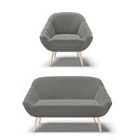 Kit 01 Namoradeira E 01 Poltrona Suede Natural Grafite - 1