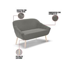 Kit 01 Namoradeira E 01 Poltrona Suede Natural Grafite - 7