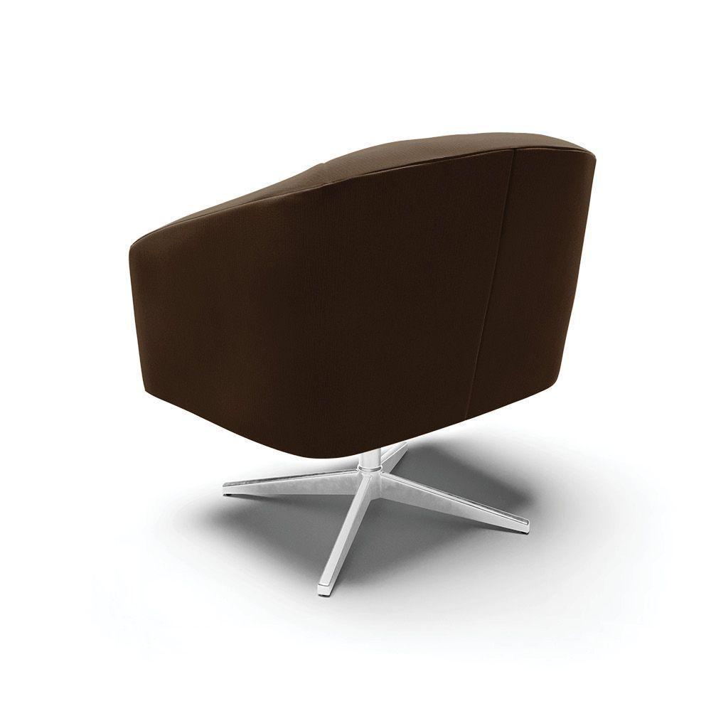 Kit 02 Poltronas Giratória Stella Suede Base Cromada Marrom - 5