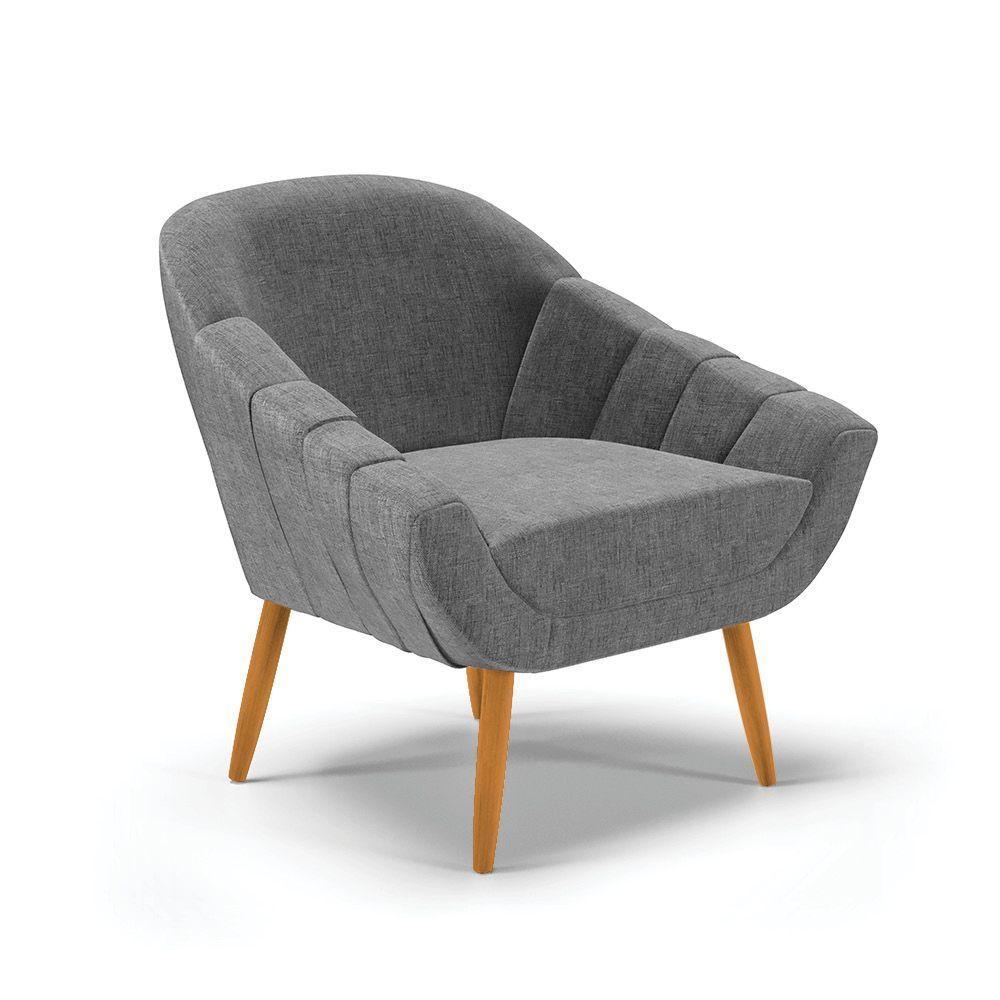 Kit 1 Namoradeira E 2 Poltronas Linho Castanho A26 Grafite - 6