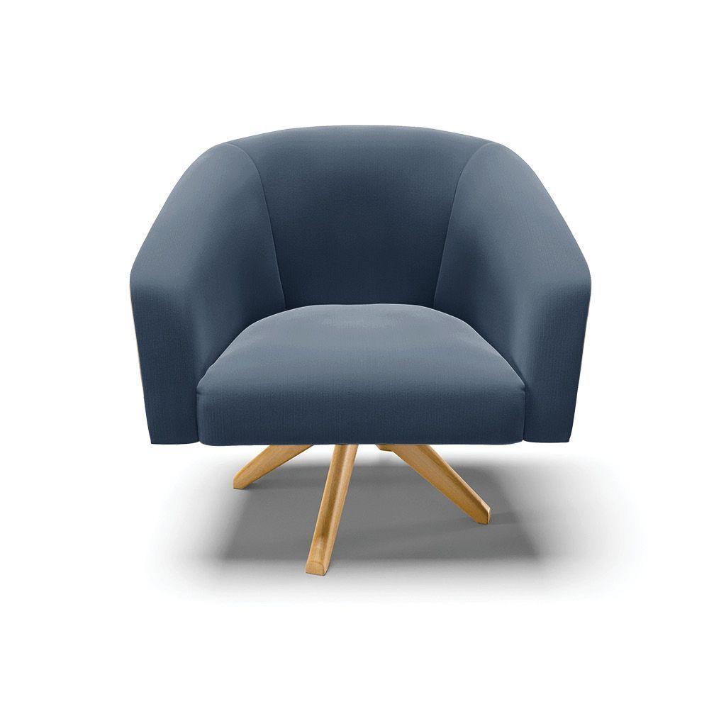 Kit 02 Poltronas Giratória Stella Suede Azul Marinho - 7