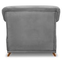 Kit 2 Poltronas Veludo Cinza Grafite Pés Castanho