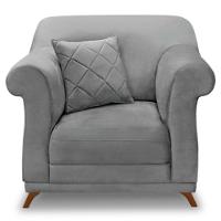 Kit 2 Poltronas Veludo Cinza Grafite Pés Castanho - 6