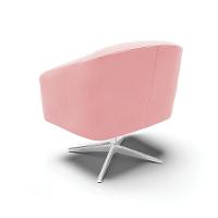 Poltrona Giratória Stella Suede Base Cromada Rosa Bebê - 5