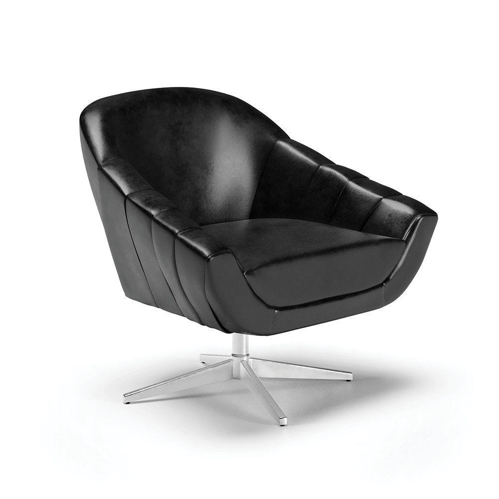 Poltrona Giratória Corano Base Cromada Preto - 1