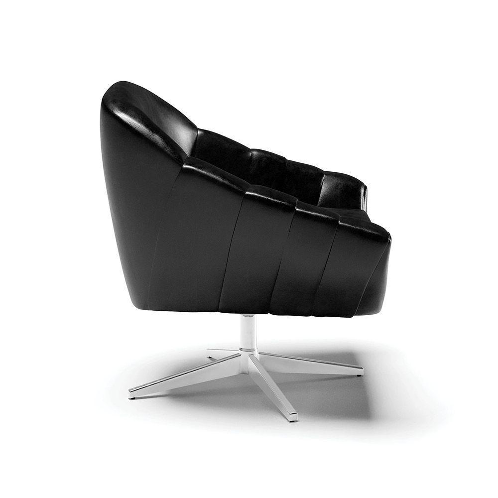 Poltrona Giratória Corano Base Cromada Preto - 6
