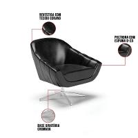 Poltrona Giratória Corano Base Cromada Preto - 3
