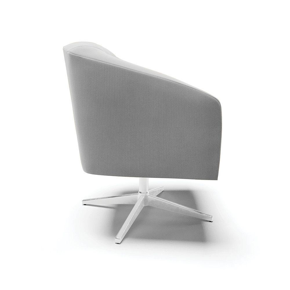 Kit 02 Poltronas Giratória Stella Suede Base Cromada Cinza - 6